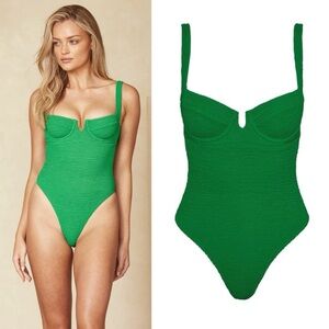 Monday Swimwear Clovelly Underwire One Piece in Palm Green Crinkle